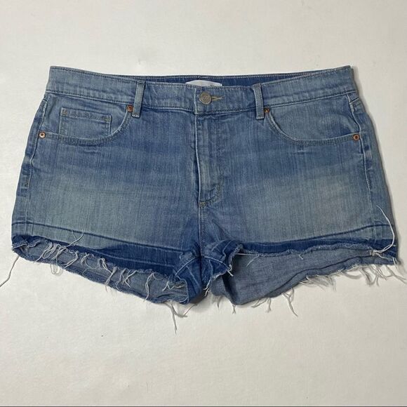 Ann Taylor Loft | High Rise Raw Hem Denim Jean Shorts - Picture 1 of 5